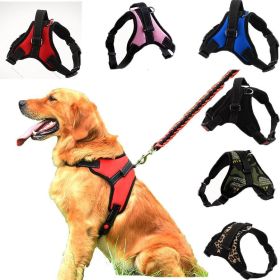 Dog Chest Harness Explosion-Proof Traction Rope For Medium and Large Dog Cat Lash Nylon Material Golden Retriever Pet Supplies (Color: Red)