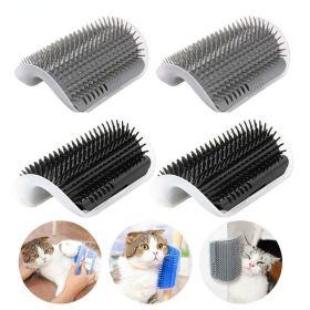 Cat Brush Corner Cats Massage Self Groomer Comb Wall Brush Rubs Catnip The Face With a Tickling Comb Cat Grooming Accessories (Color: black)