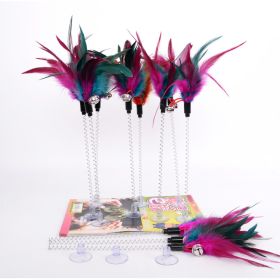 pack of 3 Bell feather cat stick pet cat toy rabbit hair cat stick sucker spring feather cat toy (Color: Cock feather)