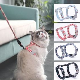 Cat Collar Harness Leash Traction Rope Chest Strap Pet Safe Gentle Leader Come with Me Kitty Harness Bungee Drop Shipping (Color: Blue)