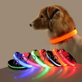 Glow-In-The-Dark Pet Collar For Dog & Cat; LED Dog Collar For Night Walking; USB charging (Color: Blue)