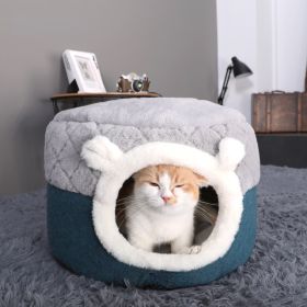 Winter warm cat litter soft and comfortable cat house; removable thatched house; puppy dog house (colour: M)