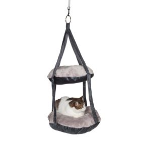 Pet Life Kittyhaus Dual-Lounger Kitty Cat Pillow Hammock Lounge (Color: grey)