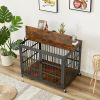 Furniture style dog crate wrought iron frame door with side openings, Grey, 38.4''W x 27.7''D x 30.2''H.